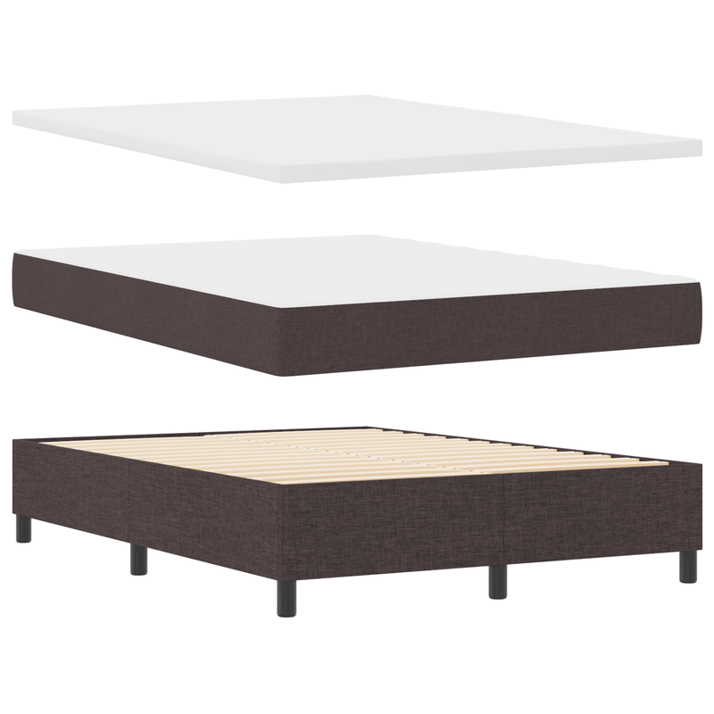 Casa si Gradina - Mobilier - Paturi si accesorii - Paturi - Pat cu arcuri cu saltea si bancuta Maro inchis 140x200 cm Tesatura - Infinity.ro