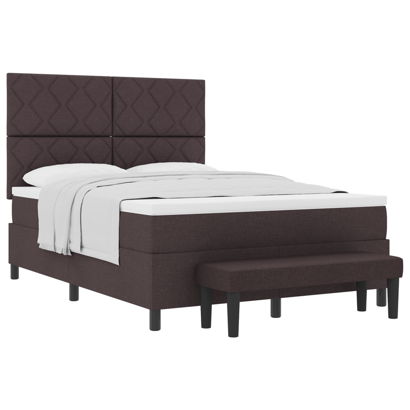 Casa si Gradina - Mobilier - Paturi si accesorii - Paturi - Pat cu arcuri cu saltea si bancuta Maro inchis 140x200 cm Tesatura - Infinity.ro