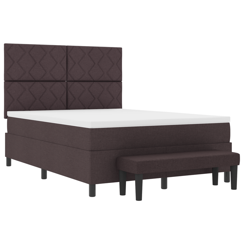 Casa si Gradina - Mobilier - Paturi si accesorii - Paturi - Pat cu arcuri cu saltea si bancuta Maro inchis 140x200 cm Tesatura - Infinity.ro