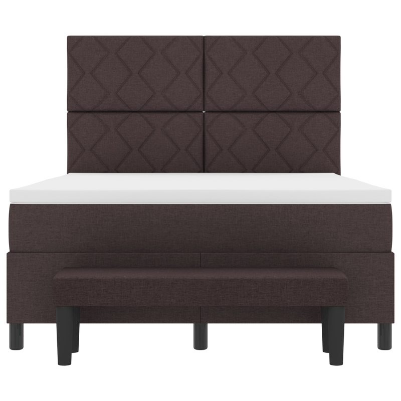 Casa si Gradina - Mobilier - Paturi si accesorii - Paturi - Pat cu arcuri cu saltea si bancuta Maro inchis 140x200 cm Tesatura - Infinity.ro