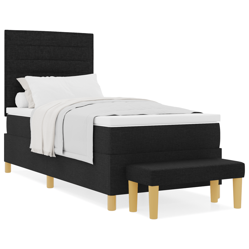 Casa si Gradina - Mobilier - Paturi si accesorii - Paturi - Pat cu somiera cu saltea & banchet negru 100x200 cm tesatura - Infinity.ro