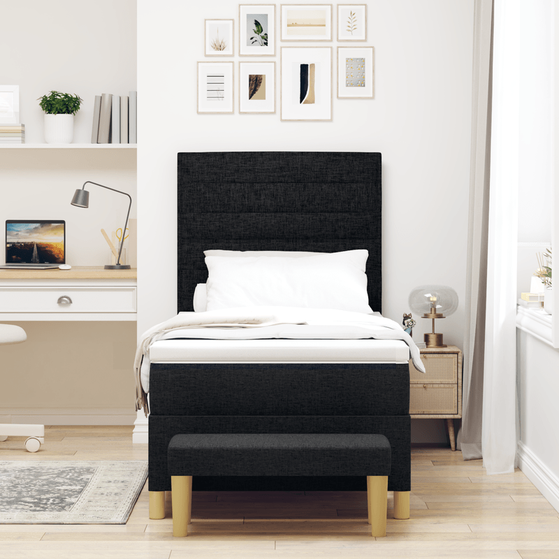 Casa si Gradina - Mobilier - Paturi si accesorii - Paturi - Pat cu somiera cu saltea & banchet negru 100x200 cm tesatura - Infinity.ro