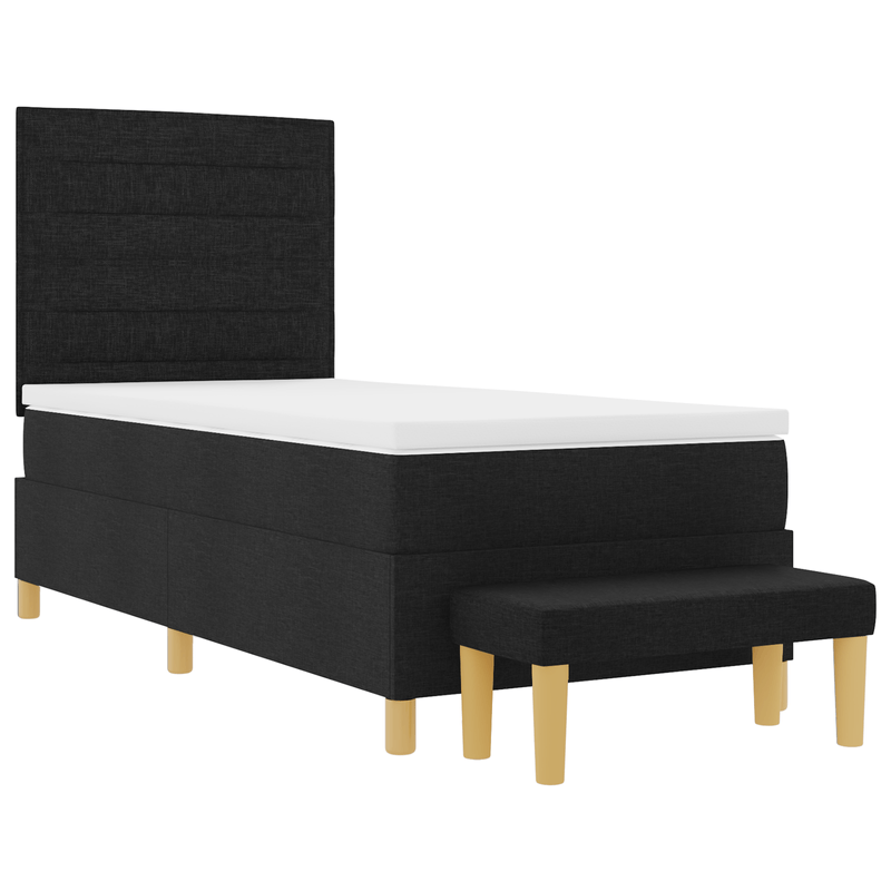 Casa si Gradina - Mobilier - Paturi si accesorii - Paturi - Pat cu somiera cu saltea & banchet negru 100x200 cm tesatura - Infinity.ro