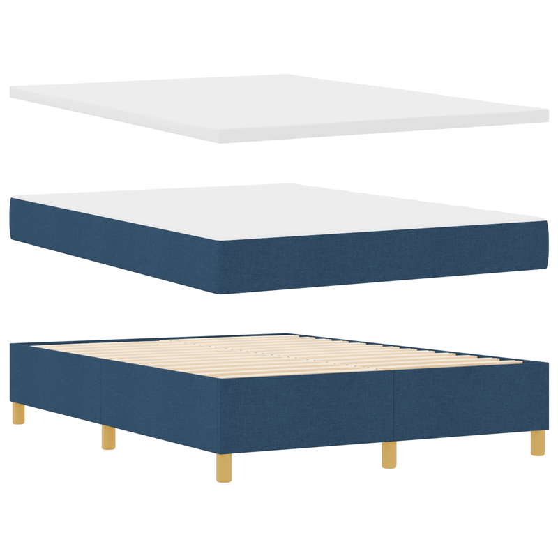 Casa si Gradina - Mobilier - Paturi si accesorii - Paturi - Pat Box Spring  cu Saltea si Banca Albastru 140x190 cm Tesatura - Infinity.ro