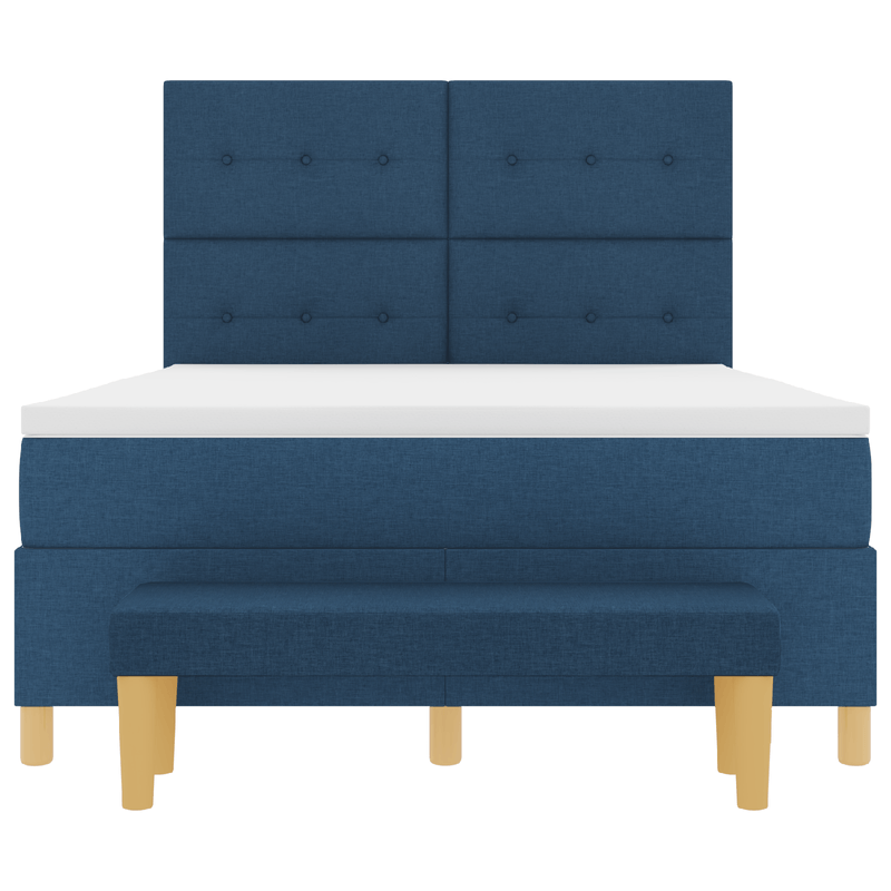 Casa si Gradina - Mobilier - Paturi si accesorii - Paturi - Pat Box Spring  cu Saltea si Banca Albastru 140x190 cm Tesatura - Infinity.ro