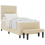 Casa si Gradina - Mobilier - Paturi si accesorii - Paturi - Pat cu arcuri cu saltea si banca crem 90x190 cm tesatura - Infinity.ro