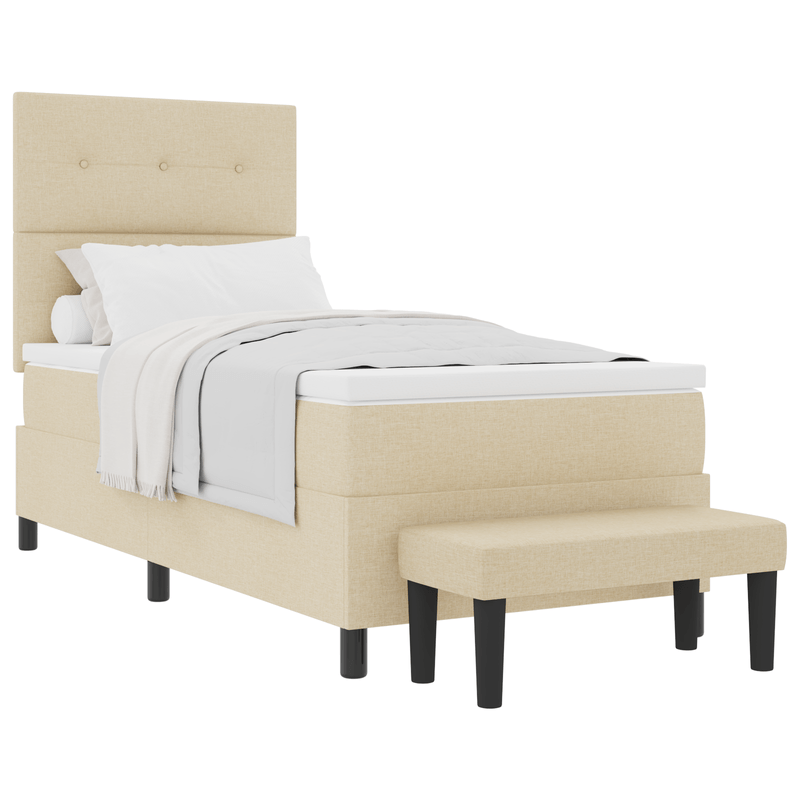 Casa si Gradina - Mobilier - Paturi si accesorii - Paturi - Pat cu arcuri cu saltea si banca crem 90x190 cm tesatura - Infinity.ro