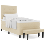 Casa si Gradina - Mobilier - Paturi si accesorii - Paturi - Pat cu arcuri cu saltea si banca crem 90x190 cm tesatura - Infinity.ro