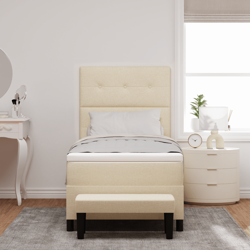 Casa si Gradina - Mobilier - Paturi si accesorii - Paturi - Pat cu arcuri cu saltea si banca crem 90x190 cm tesatura - Infinity.ro
