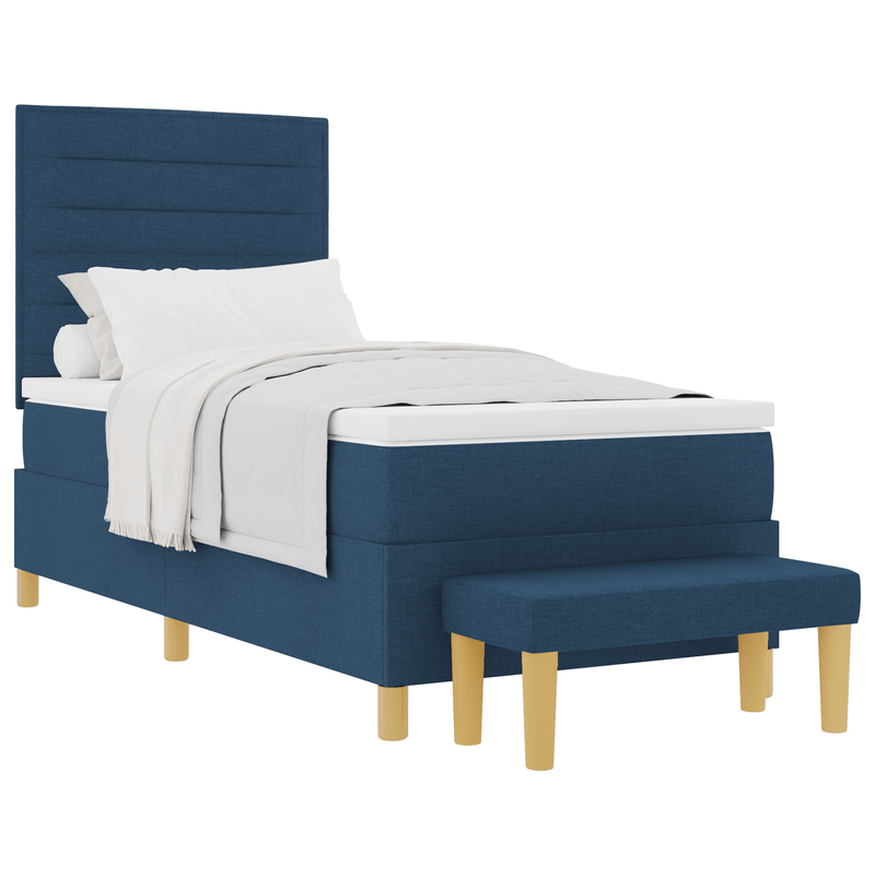 Casa si Gradina - Mobilier - Paturi si accesorii - Paturi - Pat cu arcuri cu saltea si banca albastra 100x200 cm tesatura - Infinity.ro