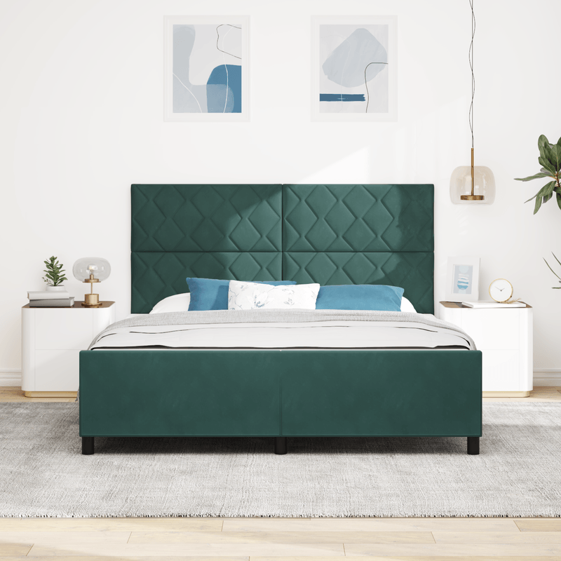 Casa si Gradina - Mobilier - Paturi si accesorii - Paturi - Cadru de pat, verde inchis, 180x200 cm, catifea - Infinity.ro