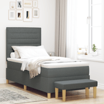 Casa si Gradina - Mobilier - Paturi si accesorii - Paturi - Pat cu arcuri cu saltea si banca gri inchis 90x190 cm tesatura - Infinity.ro