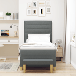 Casa si Gradina - Mobilier - Paturi si accesorii - Paturi - Pat cu arcuri cu saltea si banca gri inchis 90x190 cm tesatura - Infinity.ro