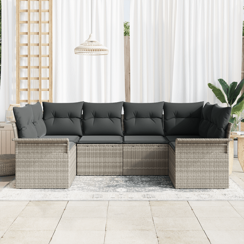Casa si Gradina - Gradina si terasa - Mobilier exterior - Canapele si fotolii gradina - Set canapea gradina cu perne gri deschis din ratan - Infinity.ro