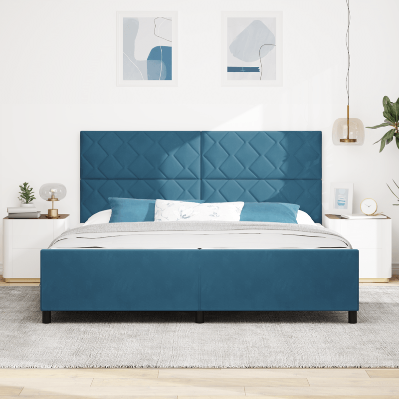 Casa si Gradina - Mobilier - Paturi si accesorii - Paturi - Cadru de pat, albastru inchis, 200x200 cm, catifea - Infinity.ro