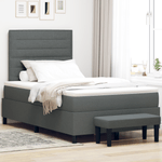Casa si Gradina - Mobilier - Paturi si accesorii - Paturi - Pat cu Tabla de Borcan cu Saltea si Banca Gri Inchis 120x200 cm Tesatura - Infinity.ro