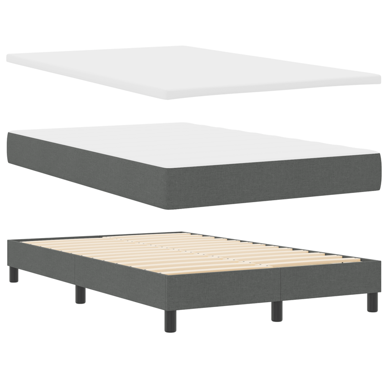 Casa si Gradina - Mobilier - Paturi si accesorii - Paturi - Pat cu Tabla de Borcan cu Saltea si Banca Gri Inchis 120x200 cm Tesatura - Infinity.ro