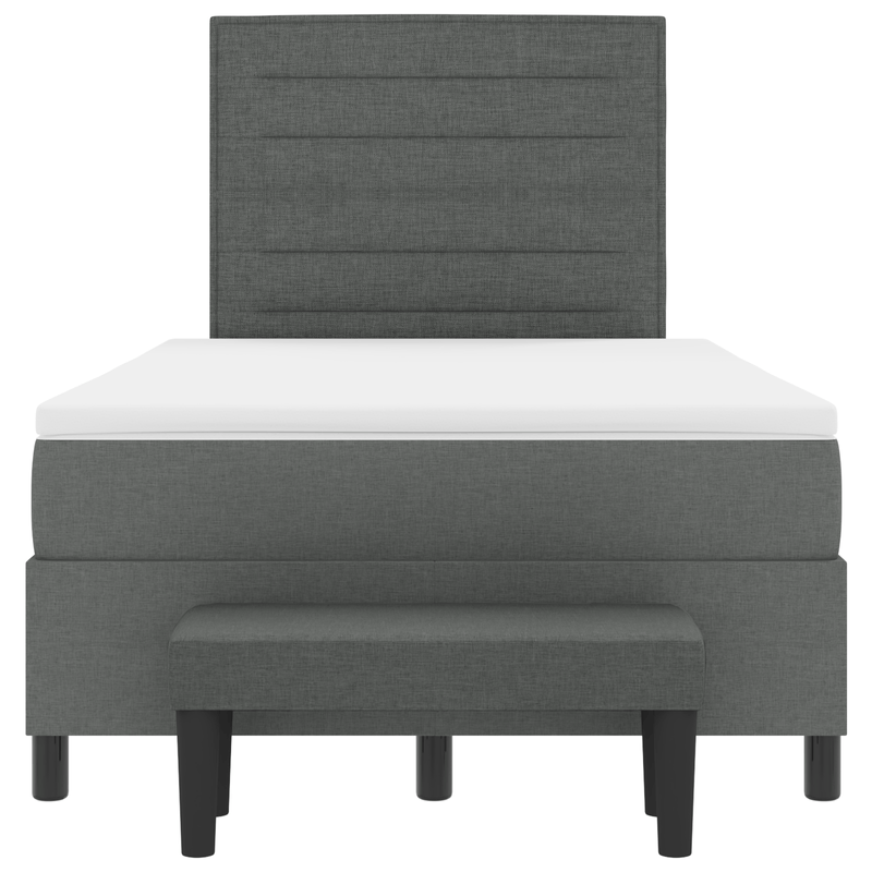 Casa si Gradina - Mobilier - Paturi si accesorii - Paturi - Pat cu Tabla de Borcan cu Saltea si Banca Gri Inchis 120x200 cm Tesatura - Infinity.ro