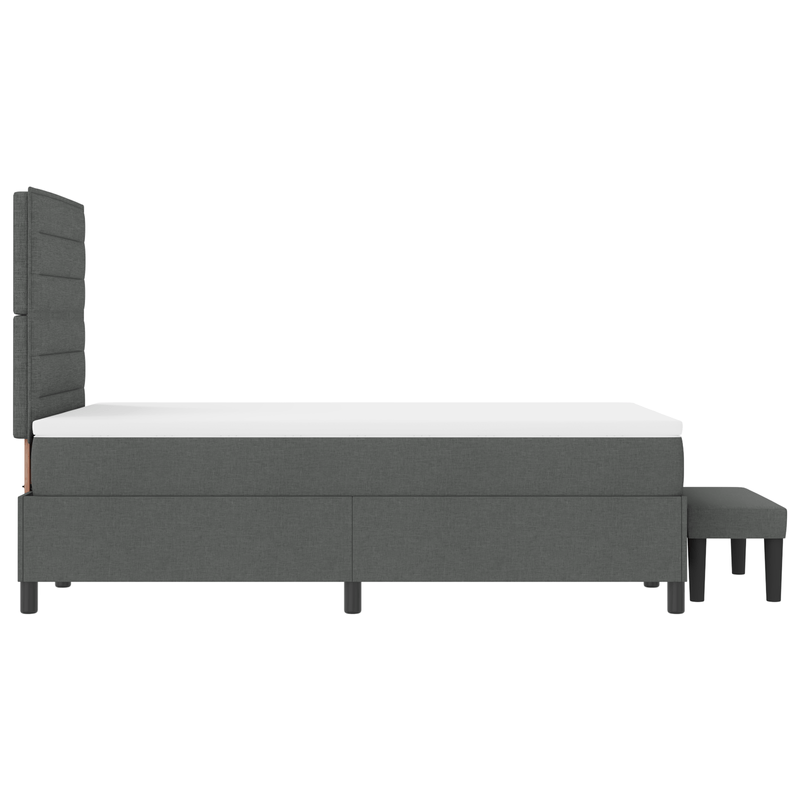 Casa si Gradina - Mobilier - Paturi si accesorii - Paturi - Pat cu Tabla de Borcan cu Saltea si Banca Gri Inchis 120x200 cm Tesatura - Infinity.ro