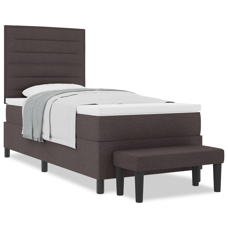 Casa si Gradina - Mobilier - Paturi si accesorii - Paturi - Pat cu arcuri cu saltea si banca maro inchis 90x200 cm tesatura - Infinity.ro