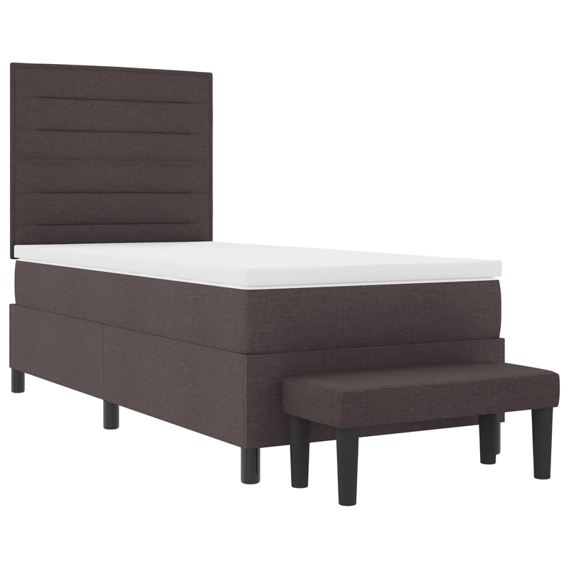 Casa si Gradina - Mobilier - Paturi si accesorii - Paturi - Pat cu arcuri cu saltea si banca maro inchis 90x200 cm tesatura - Infinity.ro