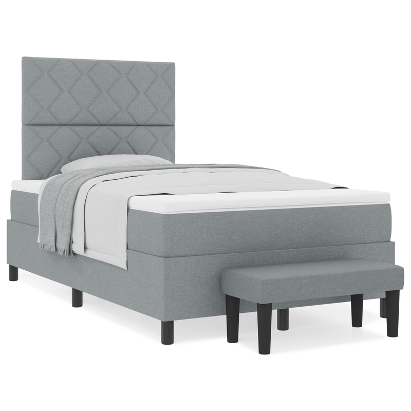 Casa si Gradina - Mobilier - Paturi si accesorii - Paturi - Pat cu tablie cu saltea gri 120x190 cm tesatura - Infinity.ro