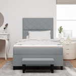 Casa si Gradina - Mobilier - Paturi si accesorii - Paturi - Pat cu tablie cu saltea gri 120x190 cm tesatura - Infinity.ro