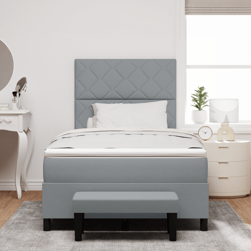 Casa si Gradina - Mobilier - Paturi si accesorii - Paturi - Pat cu tablie cu saltea gri 120x190 cm tesatura - Infinity.ro