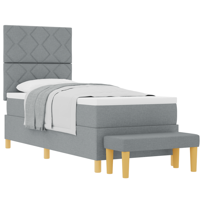 Casa si Gradina - Mobilier - Paturi si accesorii - Paturi - Pat cu spring si saltea gri deschis 80x200 cm tesatura - Infinity.ro