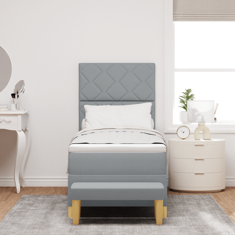 Casa si Gradina - Mobilier - Paturi si accesorii - Paturi - Pat cu spring si saltea gri deschis 80x200 cm tesatura - Infinity.ro