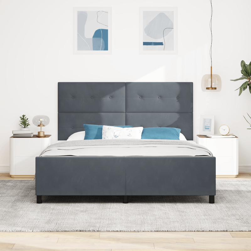 Casa si Gradina - Mobilier - Paturi si accesorii - Paturi - Cadru de pat, gri inchis, 180x200 cm, catifea - Infinity.ro