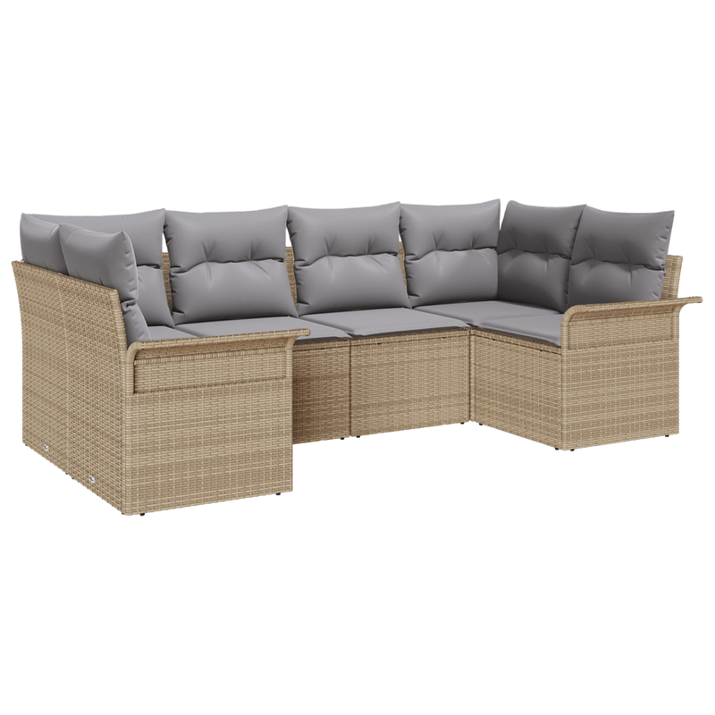 Casa si Gradina - Gradina si terasa - Mobilier exterior - Canapele si fotolii gradina - Set Canapea de Gradina 6 Piese cu Perne Bej Ratan Polimeric - Infinity.ro