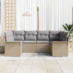 Casa si Gradina - Gradina si terasa - Mobilier exterior - Canapele si fotolii gradina - Set Canapea de Gradina 6 Piese cu Perne Bej Ratan Polimeric - Infinity.ro