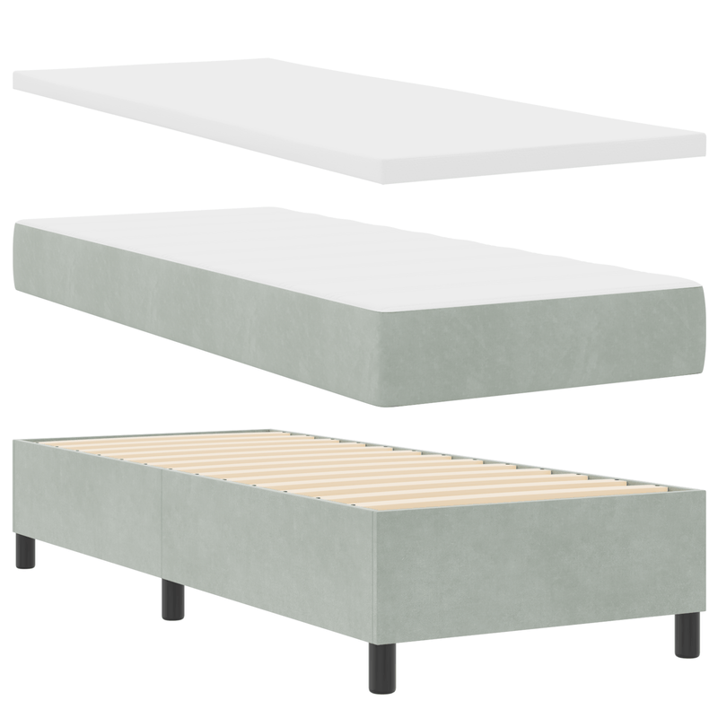 Casa si Gradina - Mobilier - Paturi si accesorii - Paturi - Pat cu Arcuri cu Saltea si Banca Gri Deschis 80x200 cm Catifea - Infinity.ro