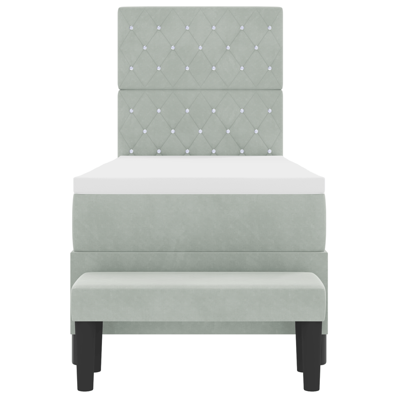 Casa si Gradina - Mobilier - Paturi si accesorii - Paturi - Pat cu Arcuri cu Saltea si Banca Gri Deschis 80x200 cm Catifea - Infinity.ro