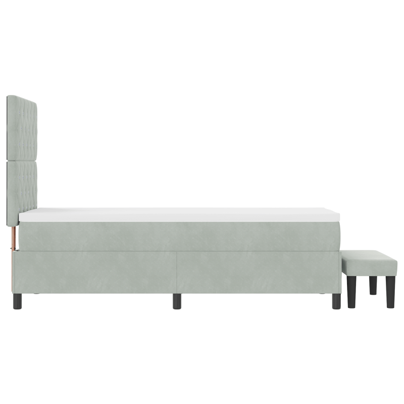 Casa si Gradina - Mobilier - Paturi si accesorii - Paturi - Pat cu Arcuri cu Saltea si Banca Gri Deschis 80x200 cm Catifea - Infinity.ro