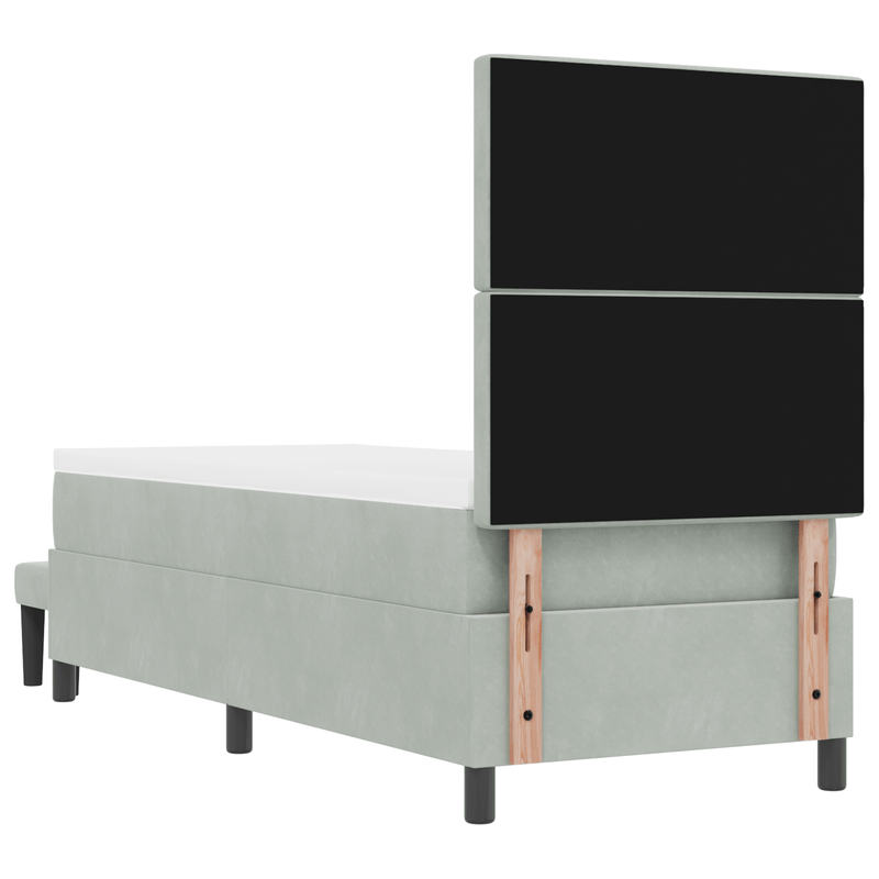 Casa si Gradina - Mobilier - Paturi si accesorii - Paturi - Pat cu Arcuri cu Saltea si Banca Gri Deschis 80x200 cm Catifea - Infinity.ro