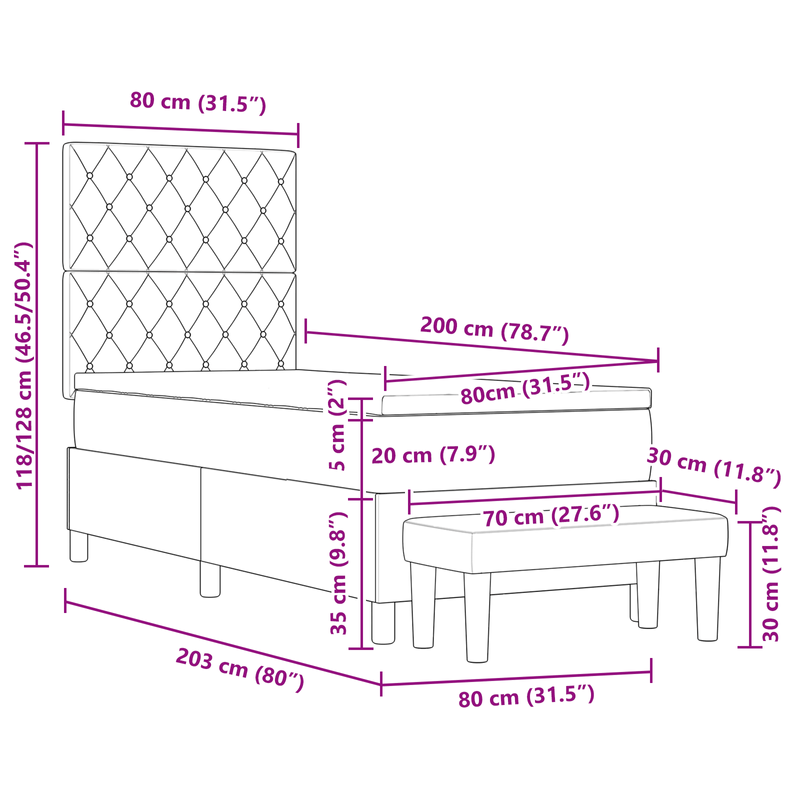 Casa si Gradina - Mobilier - Paturi si accesorii - Paturi - Pat cu Arcuri cu Saltea si Banca Gri Deschis 80x200 cm Catifea - Infinity.ro