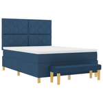 Casa si Gradina - Mobilier - Paturi si accesorii - Paturi - Pat cu arcuri de boxa cu saltea & banca albastra 160x200 cm tesatura - Infinity.ro