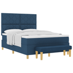 Casa si Gradina - Mobilier - Paturi si accesorii - Paturi - Pat cu arcuri de boxa cu saltea & banca albastra 160x200 cm tesatura - Infinity.ro