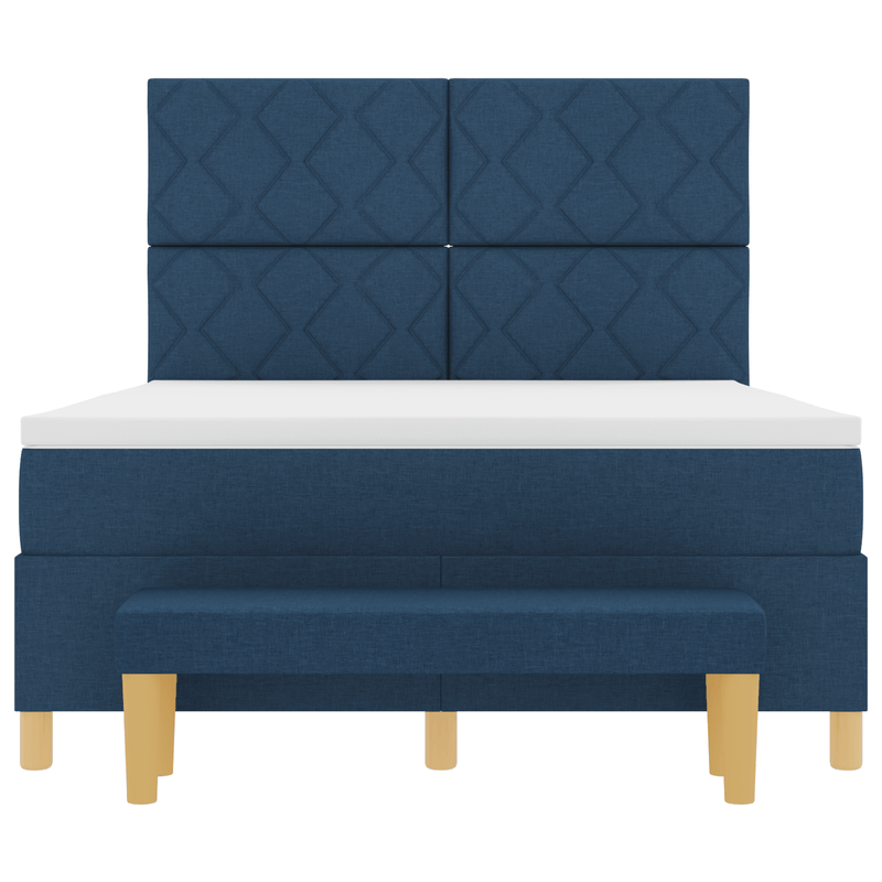 Casa si Gradina - Mobilier - Paturi si accesorii - Paturi - Pat cu arcuri de boxa cu saltea & banca albastra 160x200 cm tesatura - Infinity.ro