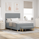 Casa si Gradina - Mobilier - Paturi si accesorii - Paturi - Pat cu arcuri si bancuta gri deschis 140x190 cm tesatura - Infinity.ro