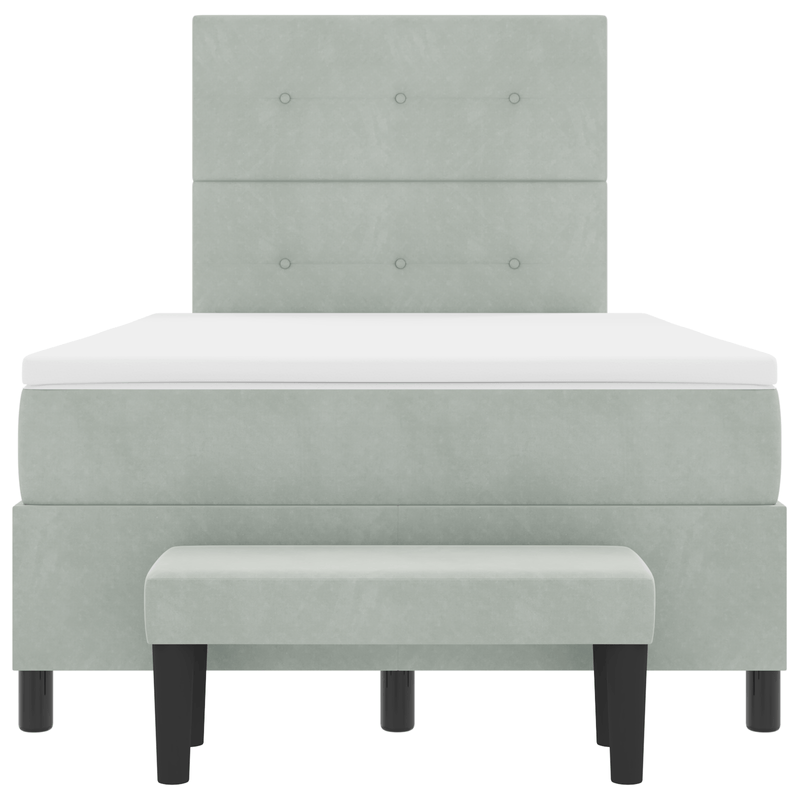 Casa si Gradina - Mobilier - Paturi si accesorii - Paturi - Pat cu arcuri gri deschis cu saltea 120x190 cm din catifea - Infinity.ro