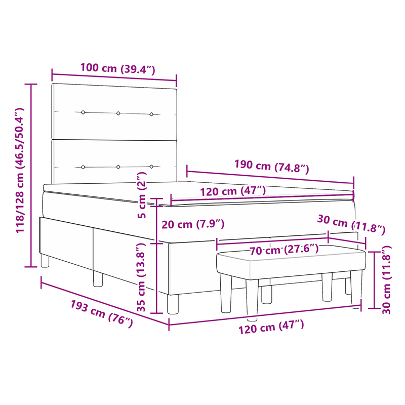 Casa si Gradina - Mobilier - Paturi si accesorii - Paturi - Pat cu arcuri gri deschis cu saltea 120x190 cm din catifea - Infinity.ro