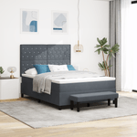Casa si Gradina - Mobilier - Paturi si accesorii - Paturi - Pat cu arcuri cu saltea & banca gri inchis 160x200 cm catifea - Infinity.ro