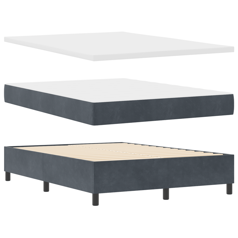 Casa si Gradina - Mobilier - Paturi si accesorii - Paturi - Pat cu arcuri cu saltea & banca gri inchis 160x200 cm catifea - Infinity.ro