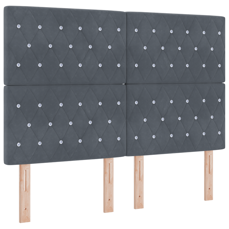 Casa si Gradina - Mobilier - Paturi si accesorii - Paturi - Pat cu arcuri cu saltea & banca gri inchis 160x200 cm catifea - Infinity.ro