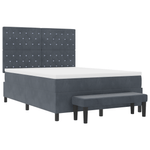 Casa si Gradina - Mobilier - Paturi si accesorii - Paturi - Pat cu arcuri cu saltea & banca gri inchis 160x200 cm catifea - Infinity.ro