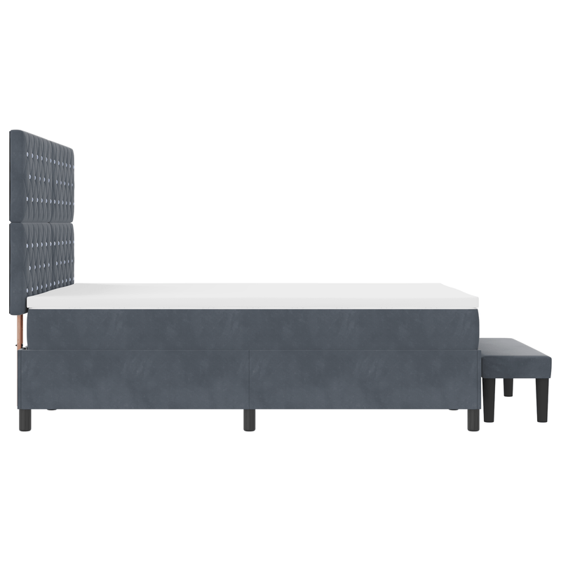 Casa si Gradina - Mobilier - Paturi si accesorii - Paturi - Pat cu arcuri cu saltea & banca gri inchis 160x200 cm catifea - Infinity.ro