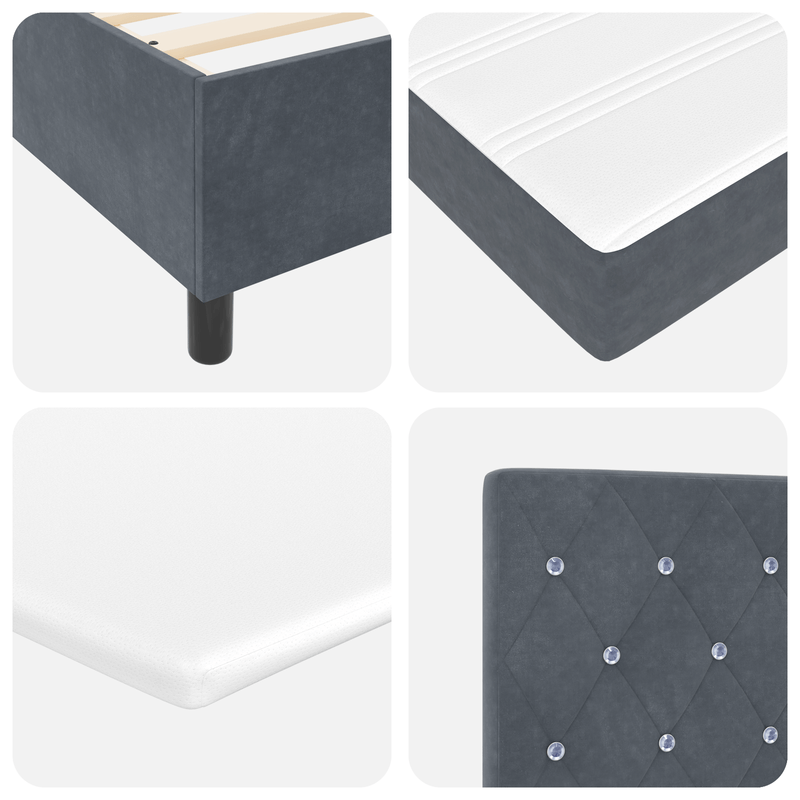 Casa si Gradina - Mobilier - Paturi si accesorii - Paturi - Pat cu arcuri cu saltea & banca gri inchis 160x200 cm catifea - Infinity.ro